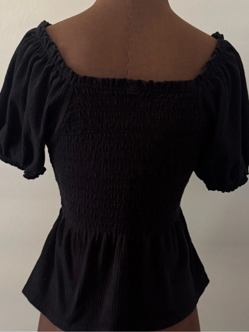 Old Navy Black Square-Neck Puff Sleeve Top